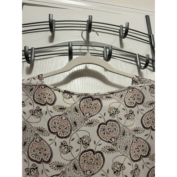 LOFT Floral Blouson Long Sleeve Blouse Top Pink Cream Square Neck Size Small - Picture 8 of 15